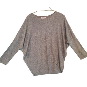 Yolly Made In Itialy Gray Women's Crew Neck Sweater Bat Sleeves OS